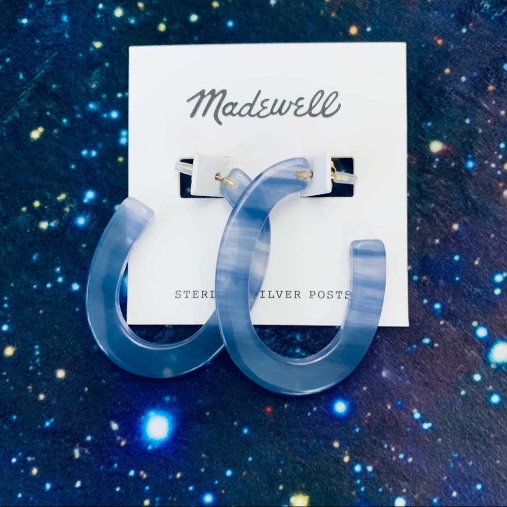 Madewell Blue Half Hoop Earrings NWT